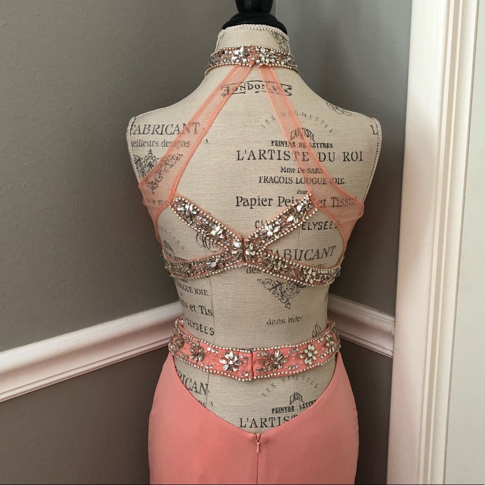 🔴FINAL CLEARANCE NEW ALYCE PARIS SZ 6 PINK CORAL TWO PIECE BEAD ILLUSION GOWN - Picture 9 of 15